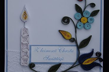 kaszubska # kartka # na chrzest #quilling # pracownia #steresa