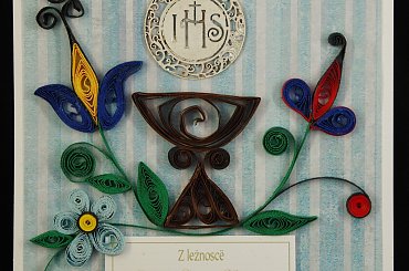 komunia #kartka #kaszubska #quilling #ręcznie robiona #steresa #rumia